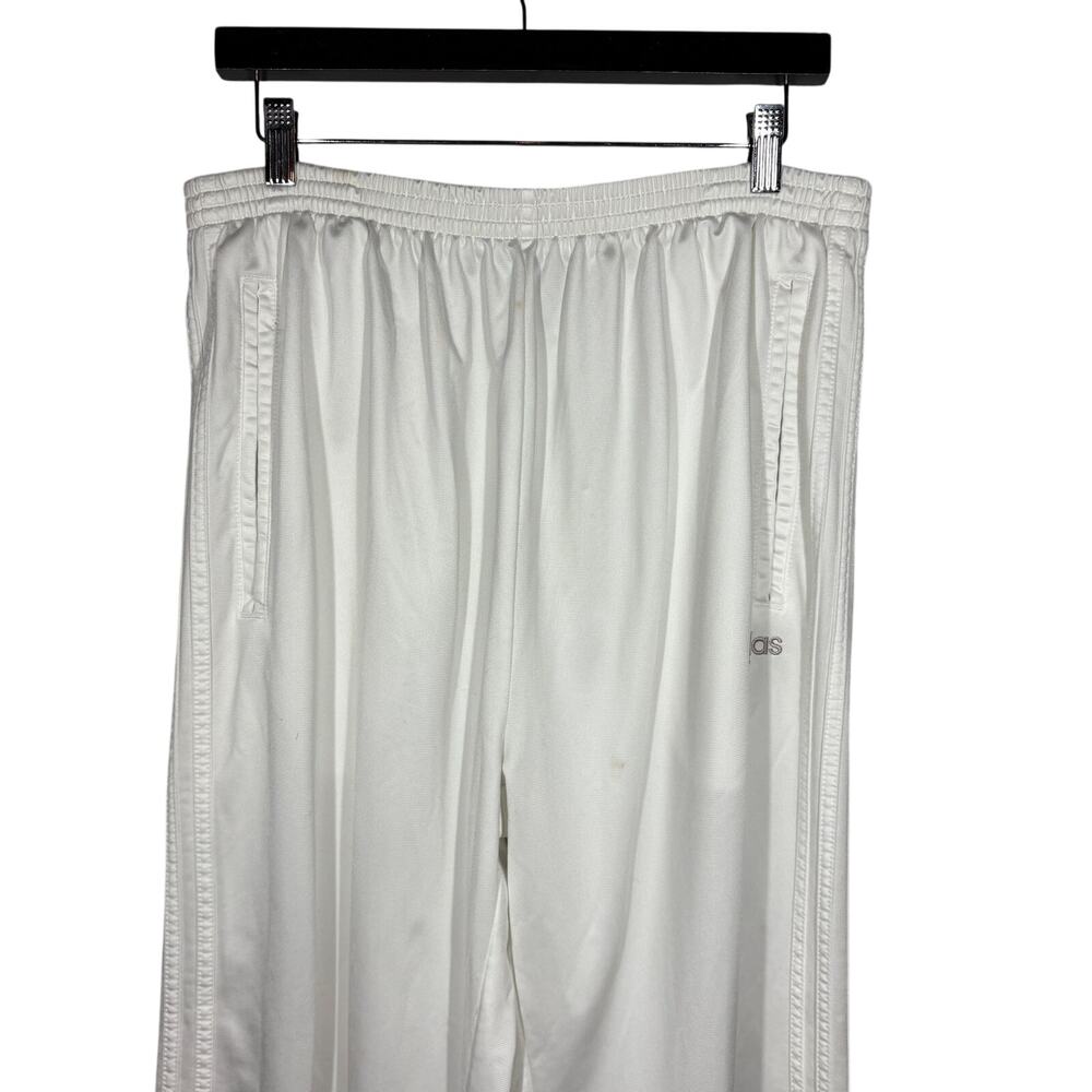 Vintage 90s Adidas Track Pants Side Snap Breakaway White Sportswear XLT